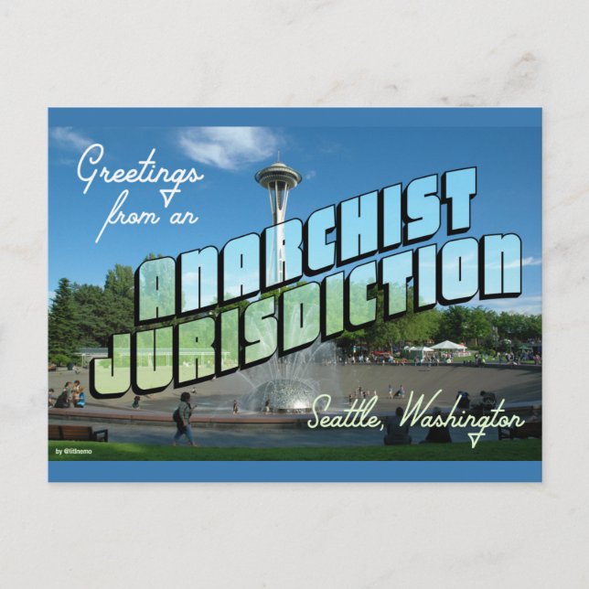 Hälsning från Anarchist Seattle! Vykort (Framsida)