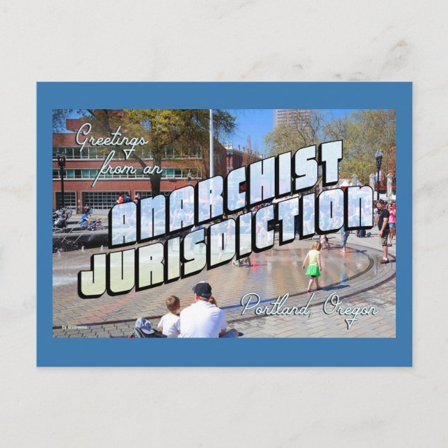 Hälsning från Anarchistisk Portland! Vykort (Framsida)