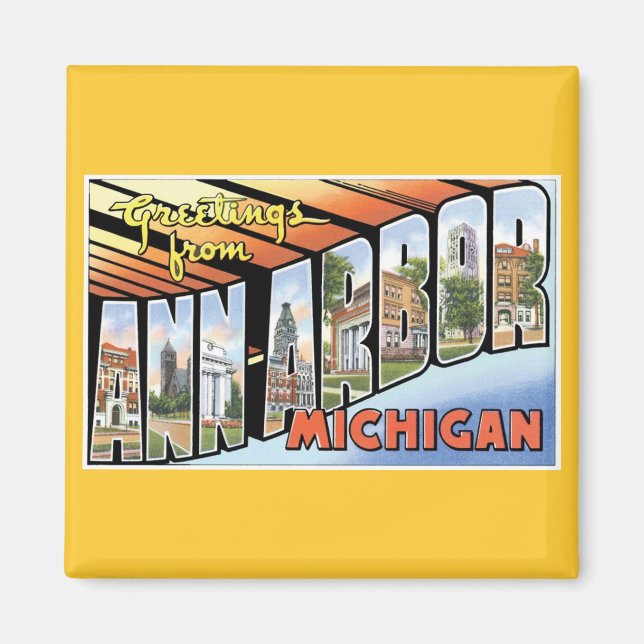 Hälsning från Ann Arbor, Michigan! Magnet (Framsidan)