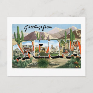 Hälsning från Arizona! Retro Catcus Desert Vykort