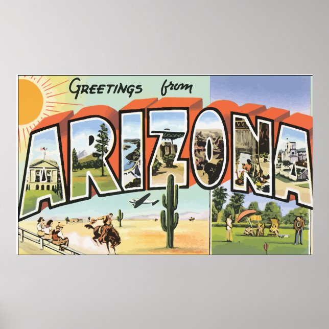 Hälsning från Arizona, Vintage Poster (Framsidan)