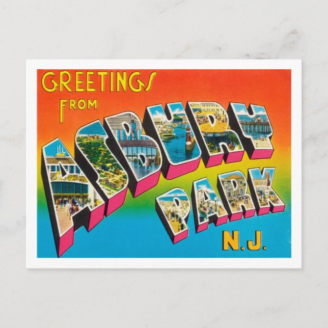 Hälsning från Asbury Park, New York Travel Vykort (Framsida)