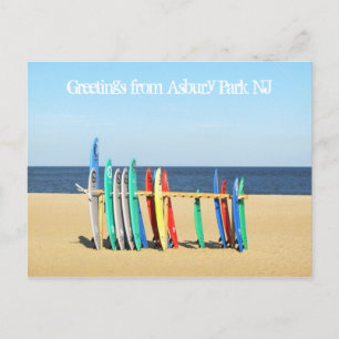 Hälsning från Asbury Park NJ - Surfboard Vykort