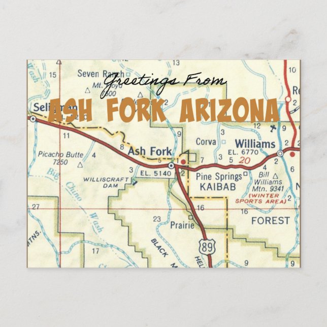 Hälsning från Ash Fork Arizona Vykort (Framsida)
