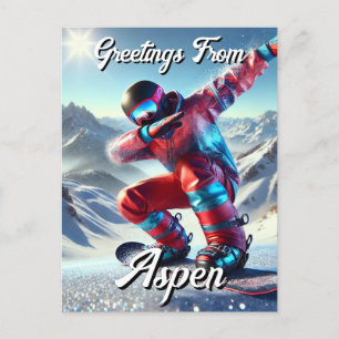 Hälsning från Aspen Dabbing Snowboarder Vykort