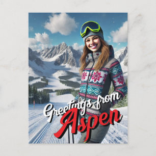 Hälsning från Aspen Female Skier Vykort
