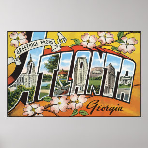 Hälsning från Atlanta Georgia, Vintage Poster