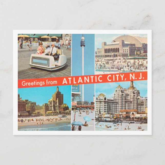 Hälsning från Atlantic City, New jersey Travel Vykort (Framsida)