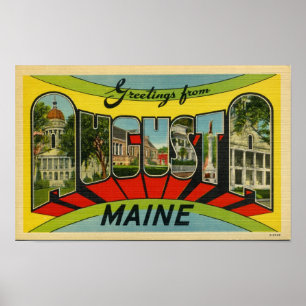 Hälsning från Augusta, Maine Giant-vykort Poster