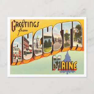 Hälsning från Augusta, Maine Vintage resor Vykort