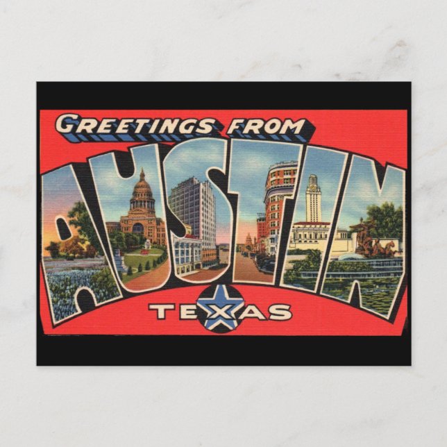 Hälsning från Austin Texas vykort (Framsida)