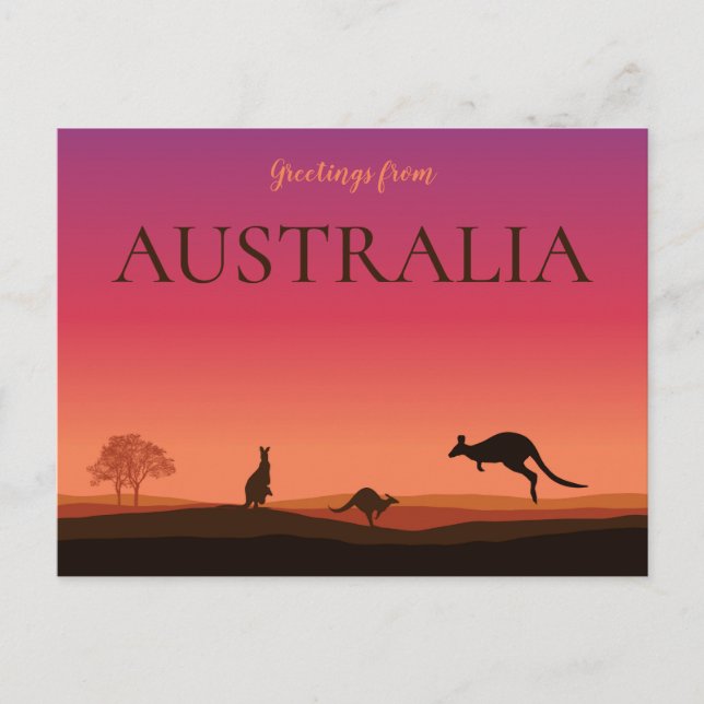 Hälsning från Austrailia Postcard Kangaroos Vykort (Framsida)
