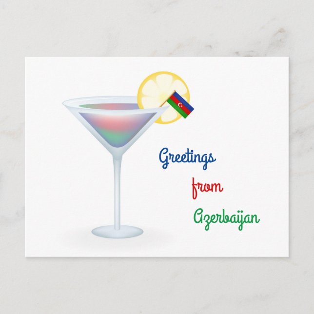 Hälsning från Azerbajdzjan Cocktail Helgdag Card Helg Vykort (Framsida)