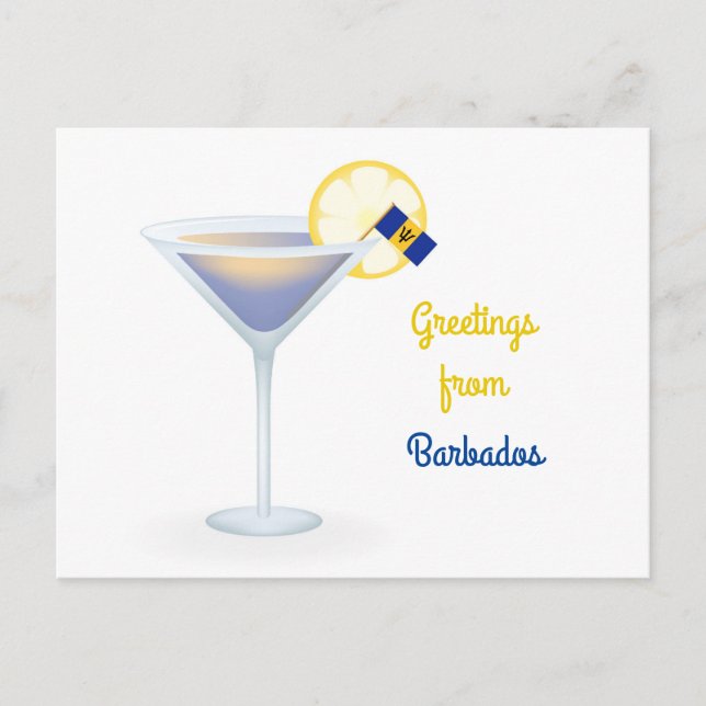 Hälsning från Barbados Cocktail Helgdag Card Helg Vykort (Framsida)