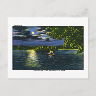 Hälsning från Barnesville, Minnesota - Moonlight Vykort