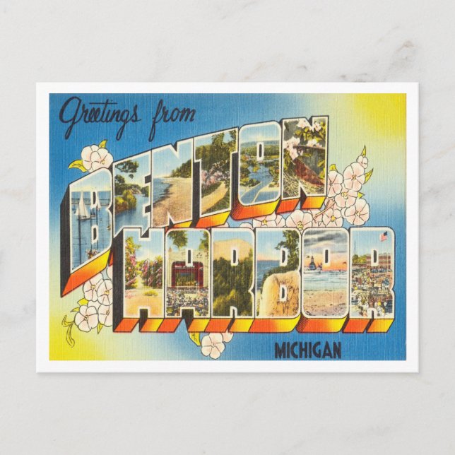 Hälsning från Benton Harbour, Michigan Travel Vykort (Framsida)