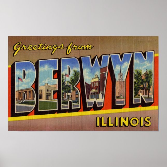 Hälsning från Berwyn Illinois Poster (Framsidan)