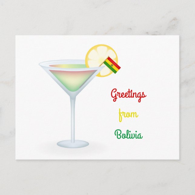 Hälsning från Bolivia Cocktail Helgdag Card Helg Vykort (Framsida)