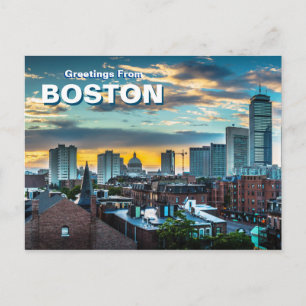Hälsning från Boston City Skyline Postcard Vykort