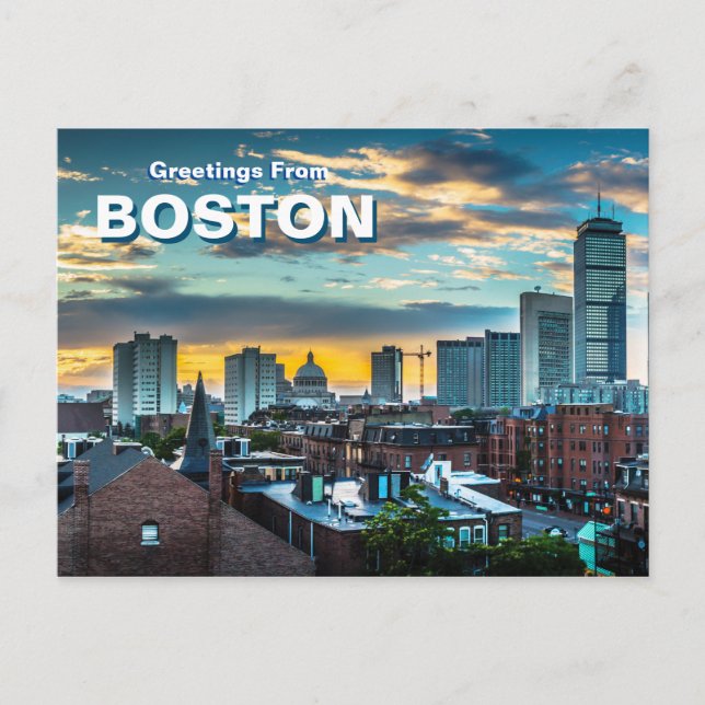 Hälsning från Boston City Skyline Postcard Vykort (Framsida)