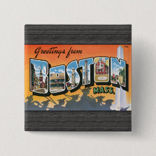 Hälsning från Boston Mass, Vintage Knapp
