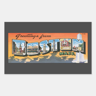 Hälsning från Boston Mass, Vintage Rektangulärt Klistermärke