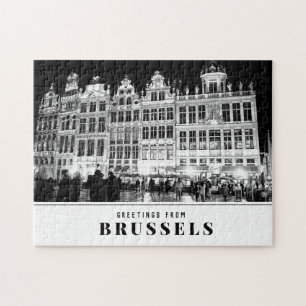 Hälsning från Brussels Black & White Photo Pussel