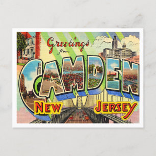 Hälsning från Camden, New jersey Vintage resor Vykort