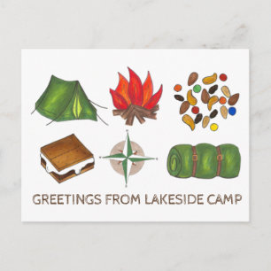 Hälsning från Camp Campfire Tält Trail Mix S'more Vykort