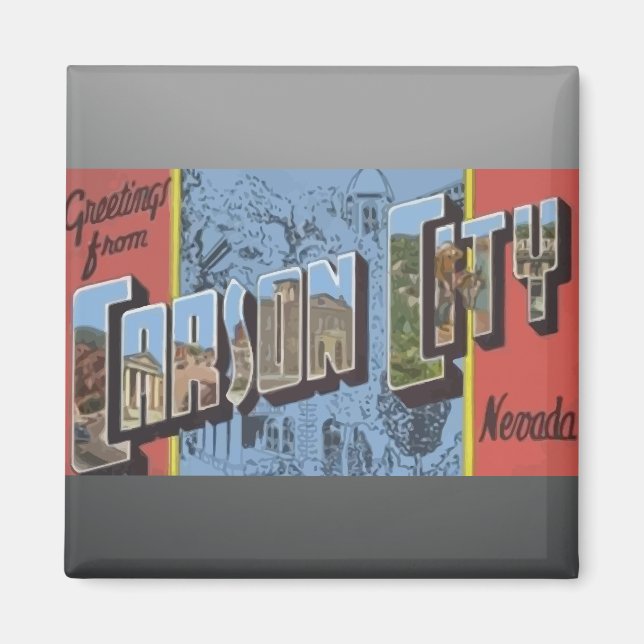 Hälsning från Carson City Nevada, Vintage Magnet (Framsidan)