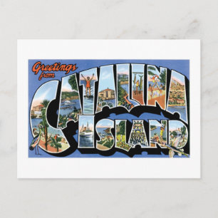Hälsning från Catalina Island, Kalifornien Retro Vykort