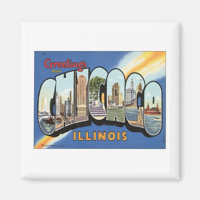 Hälsning från Chicago Illinois Magnet (Framsidan)