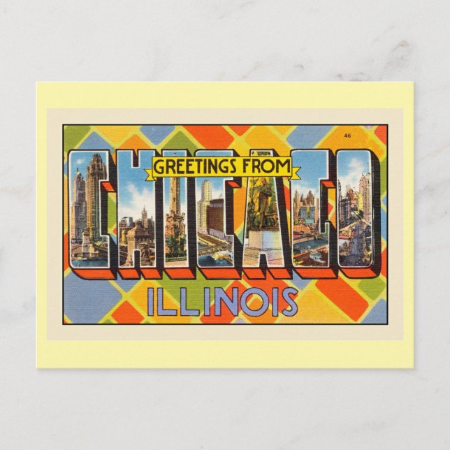 Hälsning från Chicago, Illinois Vykort (Framsida)