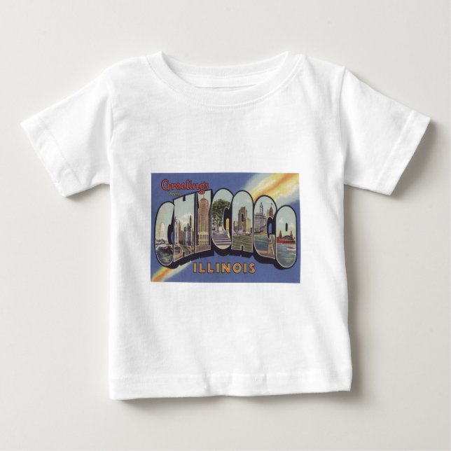 Hälsning från Chicago Large Brev vintage Tema Tröja (Framsida)