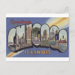 Hälsning från Chicago Large Brev vintage Tema Vykort