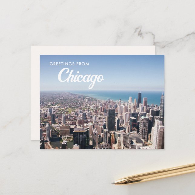 Hälsning från Chicago Postcard Vykort (Fram/Back In Situ)