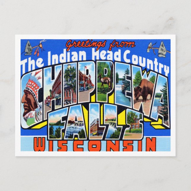 Hälsning från Chippewa Falls, Wisconsin Travel Vykort (Framsida)