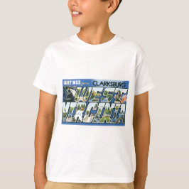 Hälsning från Clarksburg, Väster Virginia! Retro T-shirt