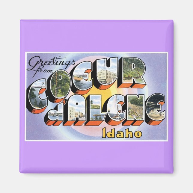 Hälsning från Coeur d'Alene, Idaho! Magnet (Framsidan)