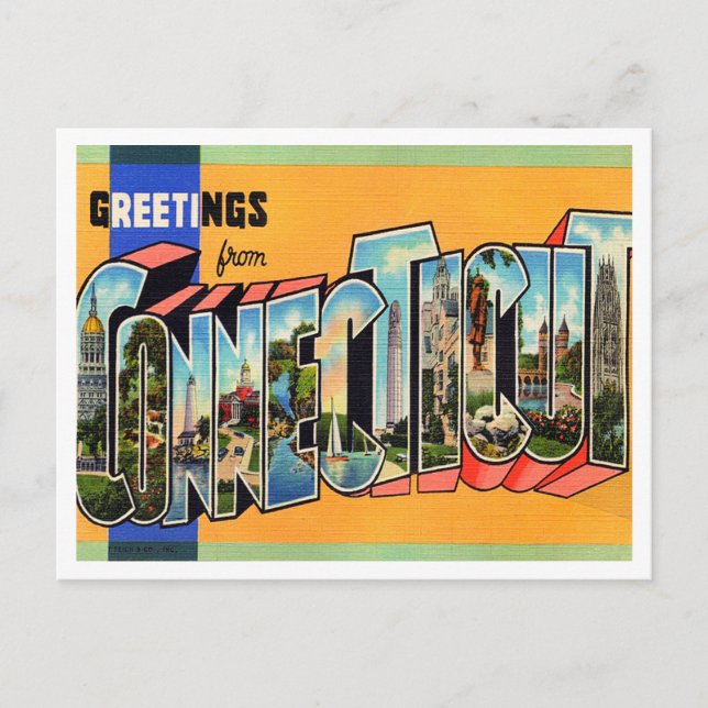 Hälsning från Connecticut Vintage resor Vykort (Framsida)