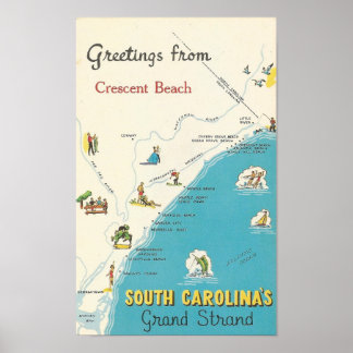 Hälsning från Crescent Beach Grand Strand Poster