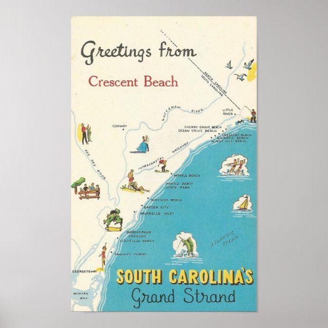 Hälsning från Crescent Beach Grand Strand Poster (Framsidan)