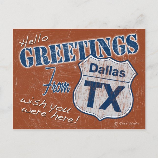 Hälsning från Dallas Texas vykort (Framsida)