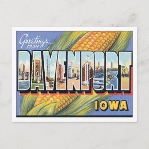 Hälsning från Davenport Iowa USA vycard Vykort