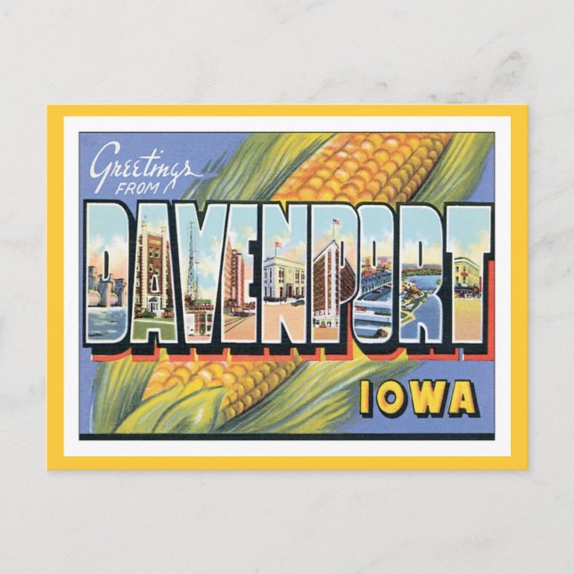 Hälsning från Davenport Iowa Vykort (Framsida)