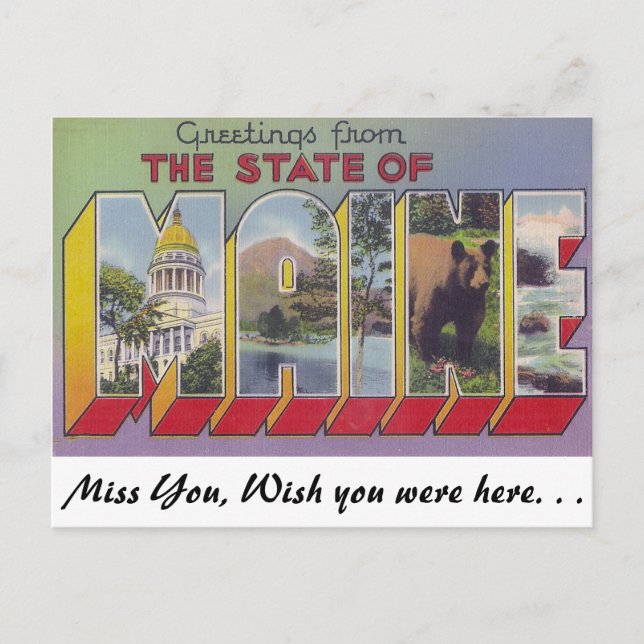 Hälsning från delstaten Maine Vykort (Framsida)