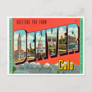Hälsning från Denver, Mile High City Colorado Vykort