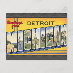 Hälsning från Detroit Michigan, Vintage Vykort
