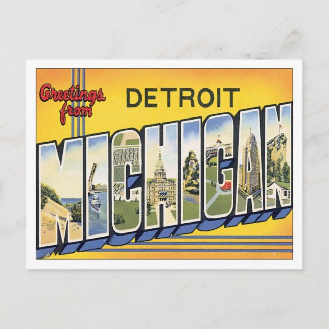 Hälsning från Detroit Michigan Vykort (Framsida)