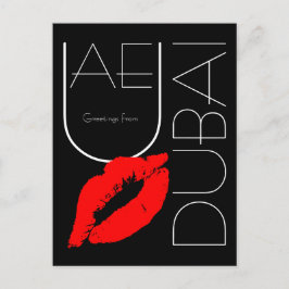 Hälsning från Dubai Red Lipstick Kiss Black Vykort
